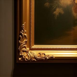 Classic ornate gold frame on a sophisticated artwork